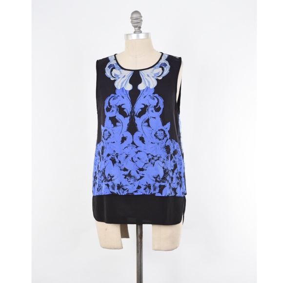 Tibi Tops - ❌SOLD❌Tibi Blue Baroque Print Silk Blouse